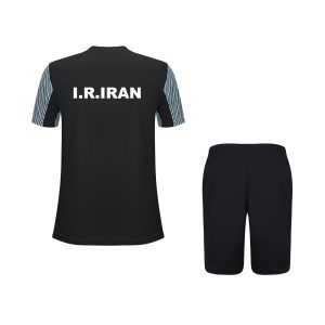 ست تیشرت و شورت رسمی تیم ملی کشتی | طرح همراه اول رنگ مشکی tsh22m